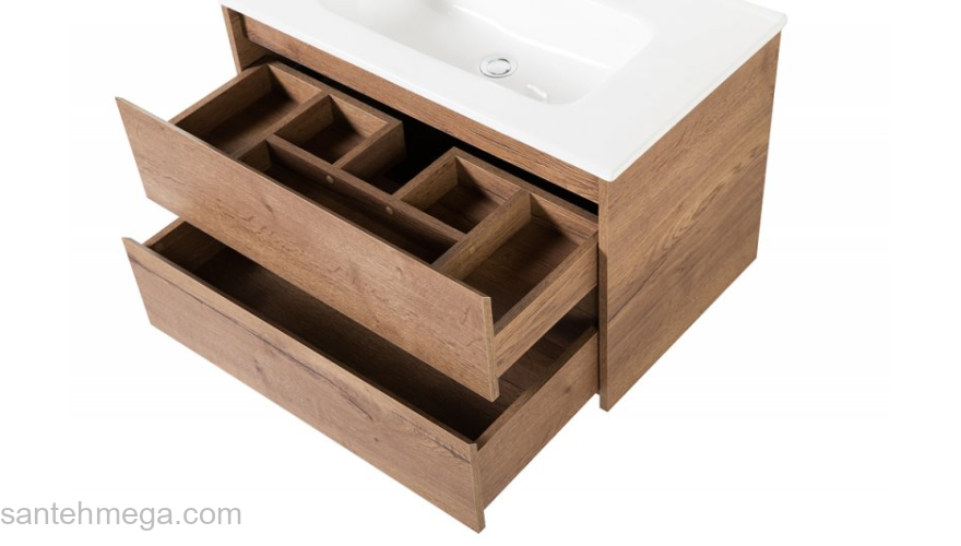 Тумба под раковину подвесная BELBAGNO KRAFT-800-2C-SO-RT Rovere Tabacco. Фото