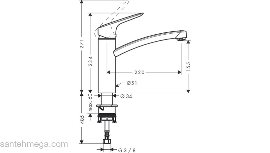 Смеситель для кухни Hansgrohe Logis 71832000. Фото
