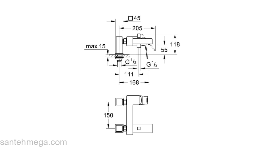 Смеситель для ванны GROHE Eurocube 23143000. Фото