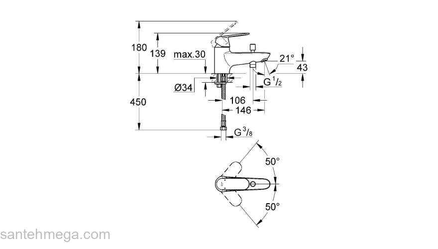 GROHE 32836000 ESM Cosmo Смеситель для ванны, на бортик. Фото