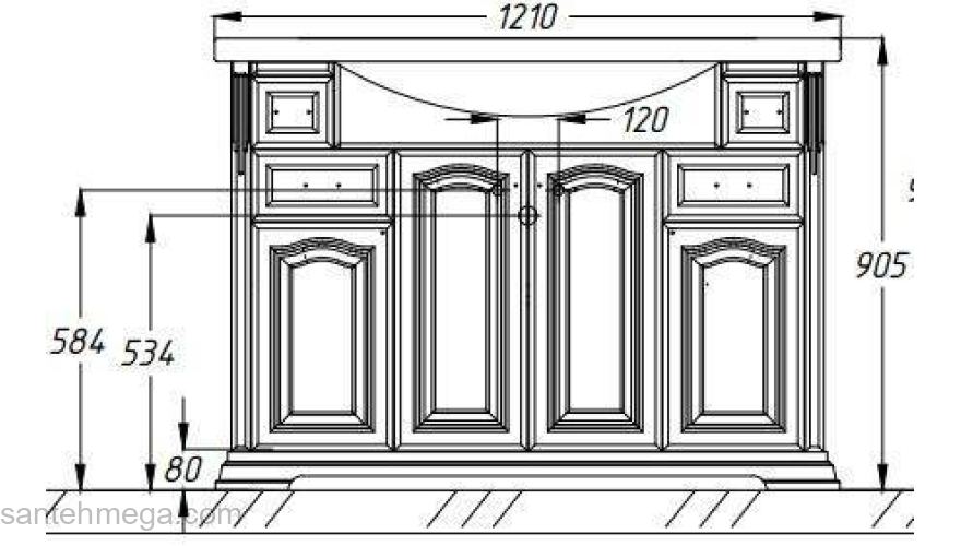 Тумба с раковиной напольная OPADIRIS Риспекто 120 нагал. Фото