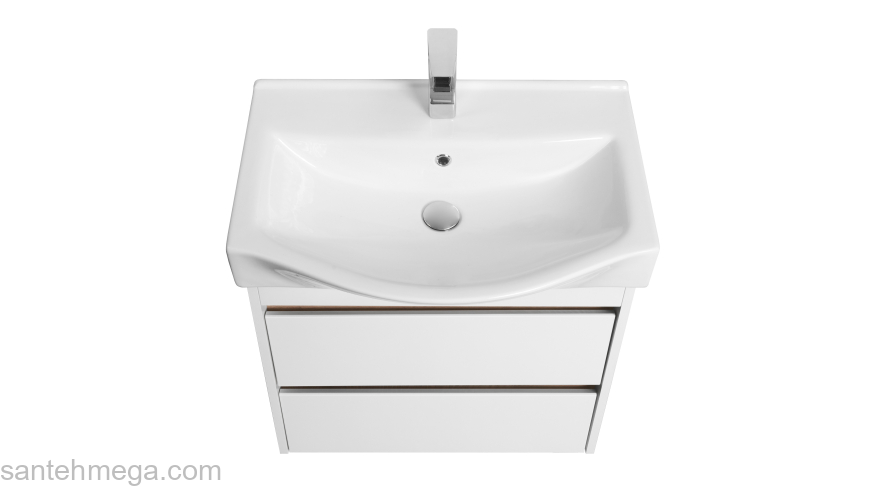 Тумба под раковину подвесная AQUATON Нортон 65 Белый Глянцевый/Дуб Эндгрейн 1A248801NT010. Фото