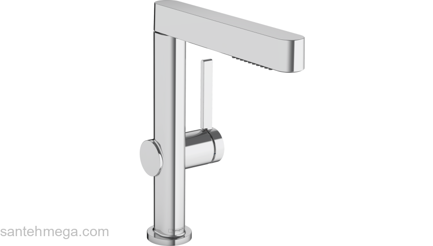 Finoris Смеситель для раковины, однорычажный, 230 с вытяжным душем 2jet, со сливным клапаном Push-Open 76063000, хром. Фото