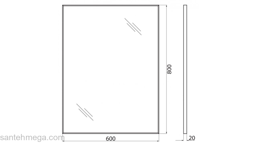 Зеркало в алюминиевой раме BELBAGNO SPC-AL-600-800. Фото