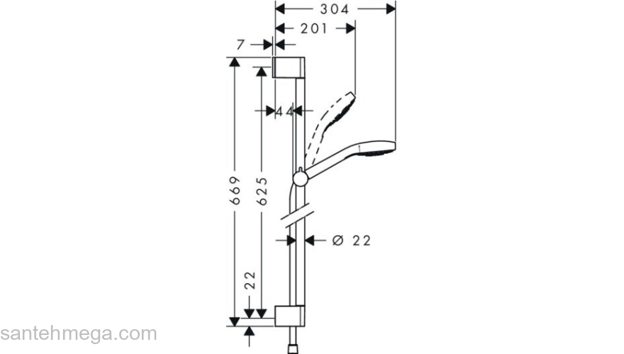 Душевой гарнитур Hansgrohe Croma Select E 26584400. Фото