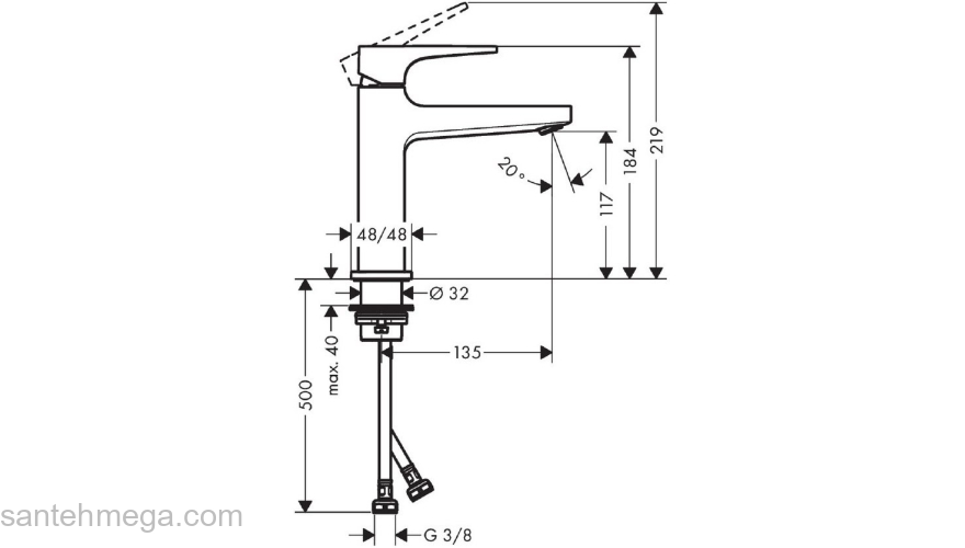 Смеситель для раковины Hansgrohe Metropol 110 со сливным клапаном Push-Open 32507670 матовый черный. Фото