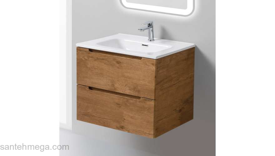 Тумба под раковину подвесная BELBAGNO ETNA-600-2C-SO-RN-P Rovere Nature. Фото