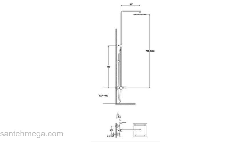 Душевая система BELBAGNO Arlie ARL-DOCM-CRM. Фото