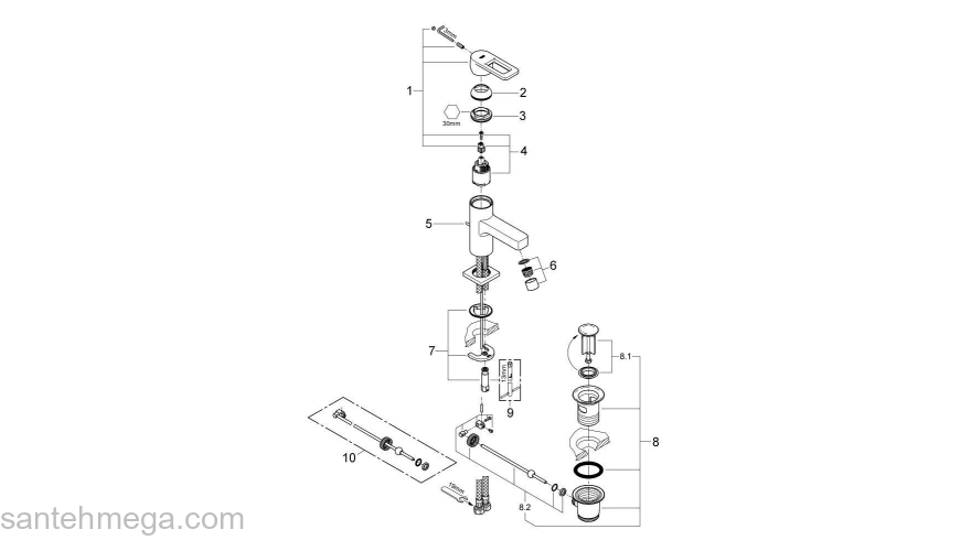 Смеситель для раковины GROHE Quadra 3263100E. Фото