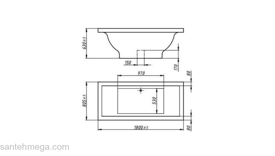Ванна CASTONE Келли 180х80. Фото
