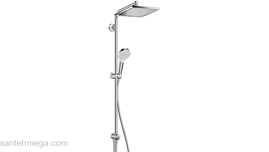 Душевая система Hansgrohe Crometta E 240 1jet Showerpipe Reno EcoSmart 27289000. Фото