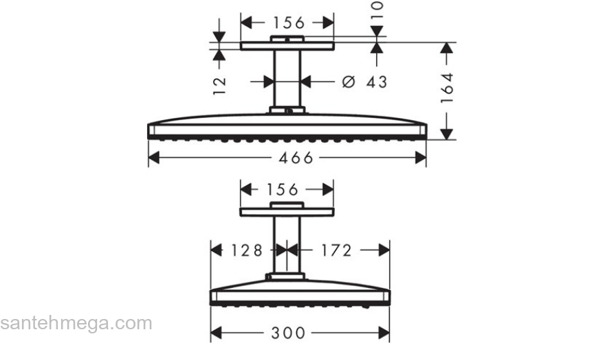 Верхний душ Hansgrohe Rainmaker Select 460 2jet 24004400. Фото