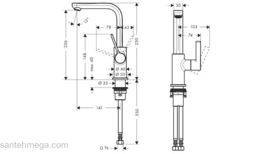 Смеситель для раковины Hansgrohe Metris S 31161000. Фото