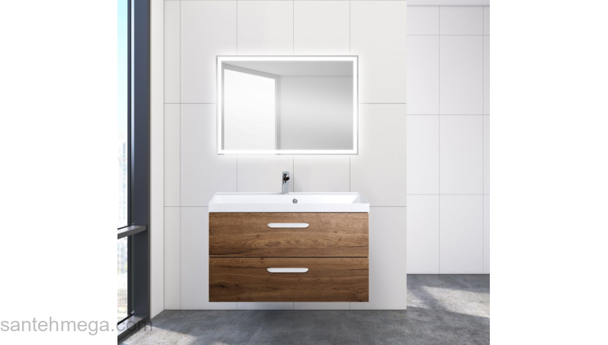 Тумба под раковину подвесная BELBAGNO AURORA-900-2C-SO-RT Rovere Tabacco. Фото