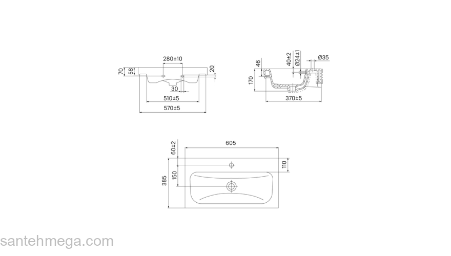 Умывальник мебельный 60 см 350 IDDIS 3506000i28. Фото