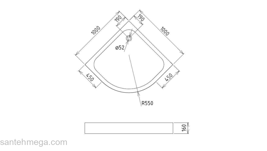 Душевой поддон BLACK & WHITE Stellar Wind P-09H. Фото