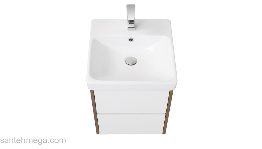 Тумба под раковину подвесная AQUATON Сканди 45 Белый Глянцевый/Дуб Рустикальный 1A251601SDZ90. Фото