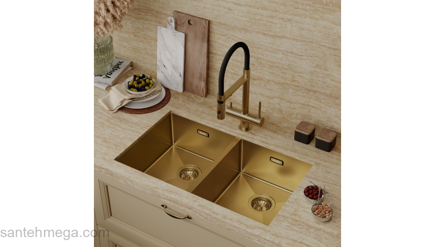 Мойка нерж. сталь универсального монтажа матовое золото 745*440  Edifice IDDIS EDI75B2i77. Фото