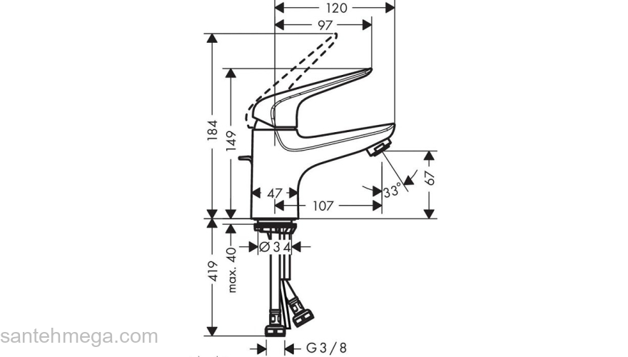 Смеситель для раковины Hansgrohe Novus 70 71020000. Фото