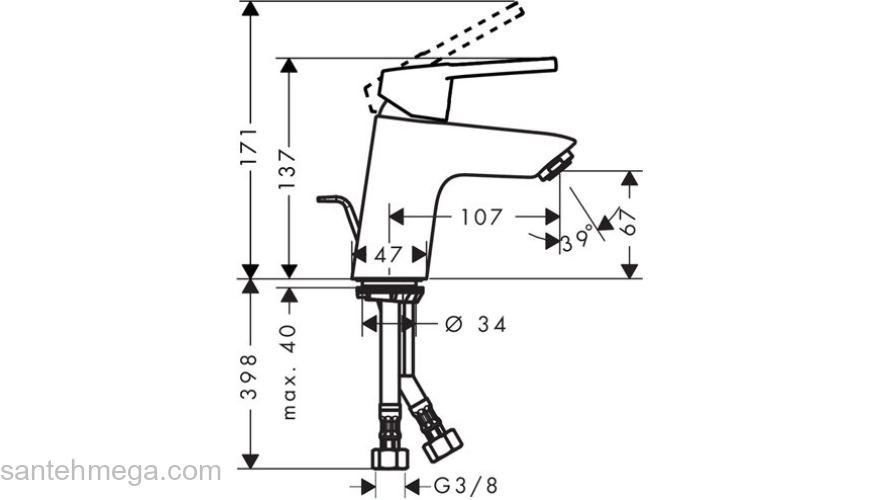 Смеситель для раковины Hansgrohe Logis Loop 71150000. Фото