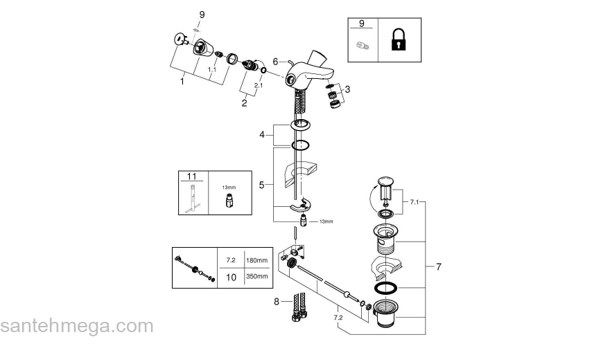 Смеситель для раковины GROHE Costa S 21255001. Фото