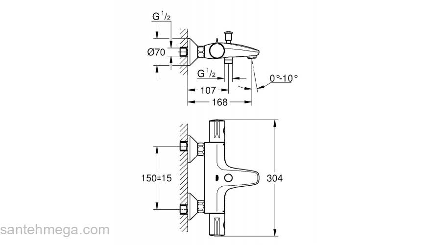 Термостатический смеситель для ванны GROHE Grohtherm 800 34576000. Фото