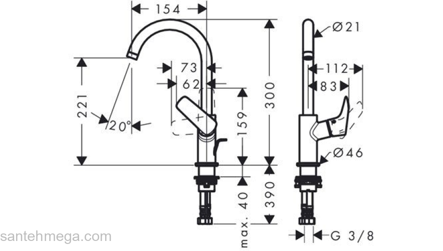 Смеситель для раковины Hansgrohe Logis 71130000. Фото