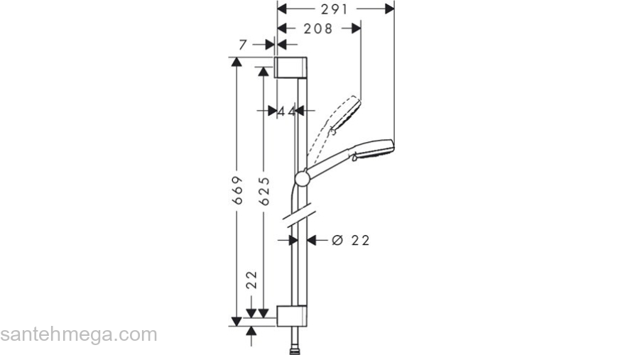 Душевой гарнитур Hansgrohe Crometta 100 Vario 0.65м 26651400. Фото