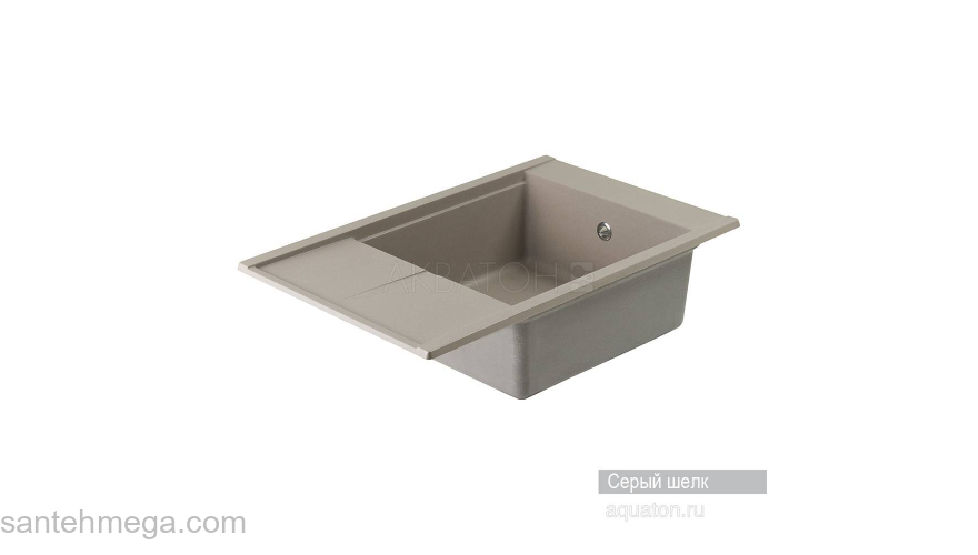 Мойка для кухни Акватон Делия 78 прямоугольная с крылом серый шелк 1A715132DE250. Фото