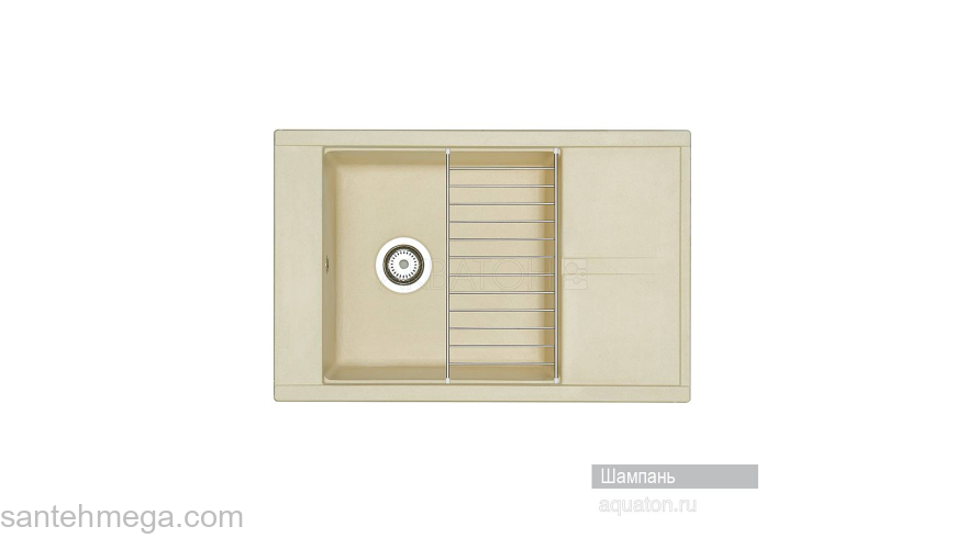 Мойка для кухни Акватон Делия 78 прямоугольная с крылом шампань 1A715132DE290. Фото