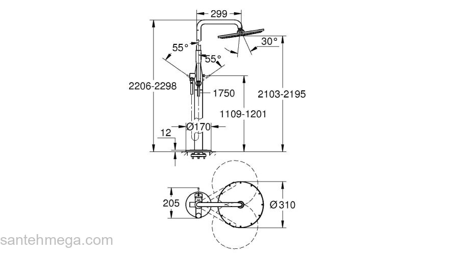 GROHE 23741DC1 Essence New Душ.сис.со смес,свободн-щая. Фото