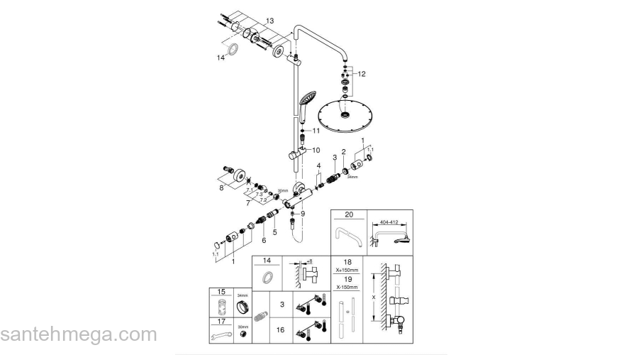 GROHE 26075EN0 Euphoria XXL 310 Душевая система с термостатом для душа, цвет: никель, матовый. Фото