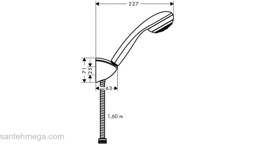 Душевой набор Hansgrohe Crometta 85 Mono с держателем и шлангом 160 см 27575000, хром. Фото