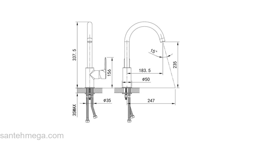 Смеситель для кухни черный Cuba IDDIS CU5BLJ0i05. Фото