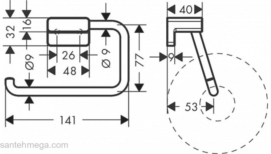Держатель туалетной бумаги AddStoris Hansgrohe 41771340, шлифованный черный хром для ванной комнаты. Фото