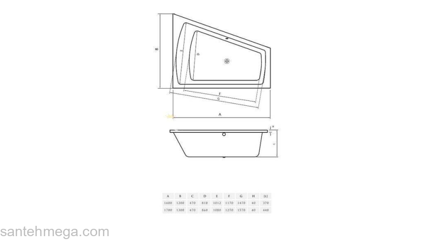 Ванна VAYER Trinity 170х130. Фото