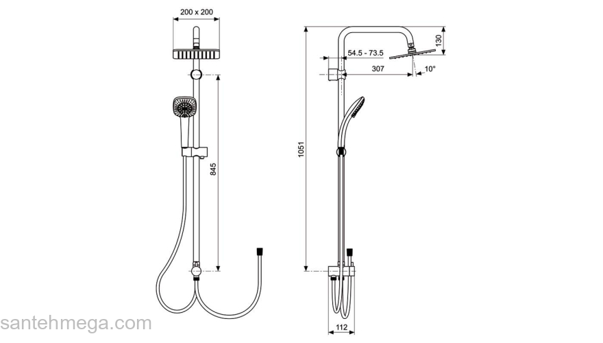Душевая система IDEAL STANDARD Idealrain Duo Cube A5862AA. Фото