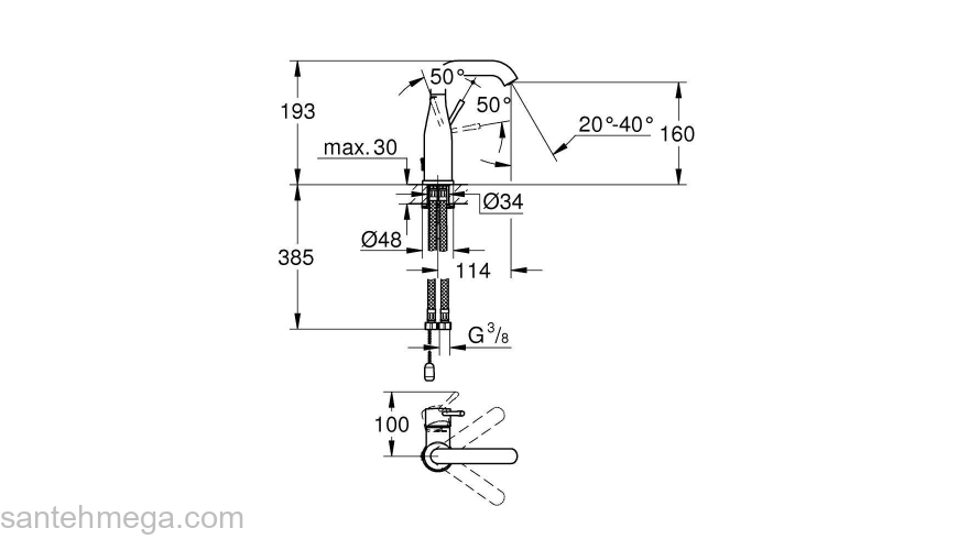 Смеситель для раковины GROHE Essence New 23480001. Фото