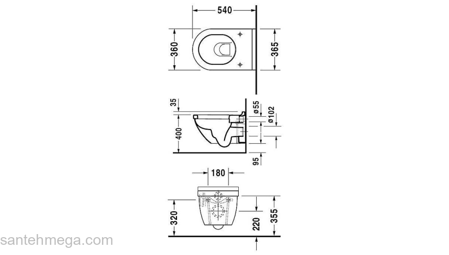 Унитаз подвесной DURAVIT STARCK 3 2225090000. Фото