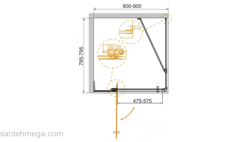 Душевой угол CEZARES Slider SLIDER-AH-1-80-80/90-C-Cr. Фото