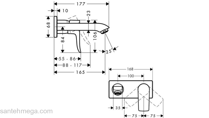 Смеситель для раковины Hansgrohe Metris (внешняя часть) 31085000. Фото