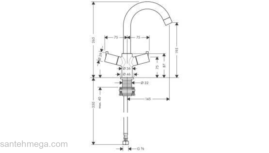 Смеситель для раковины HANSGROHE Tails S2 32030000. Фото