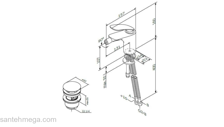 Смеситель для биде с донным клапаном AM.PM Sensation F3083164. Фото