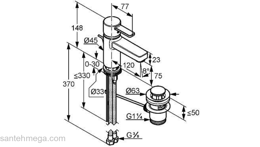Смеситель для умывальника KLUDI Zenta 382600575. Фото