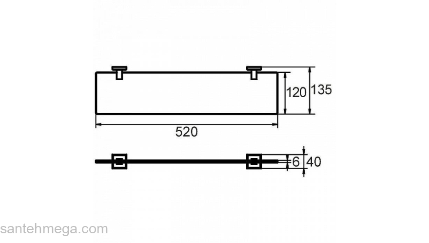 Полка стеклянная матовое стекло сплав металлов  Labrador Milardo LABSMG0M44 для ванной комнаты. Фото