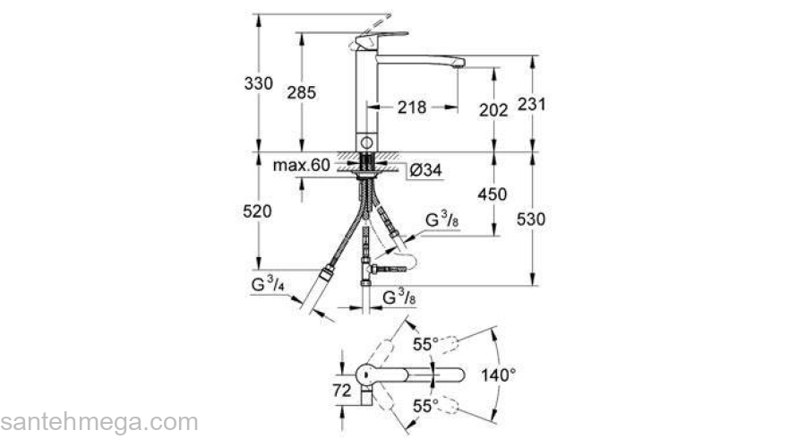 Смеситель для мойки GROHE Eurostyle Cosmopolitan 31153002. Фото