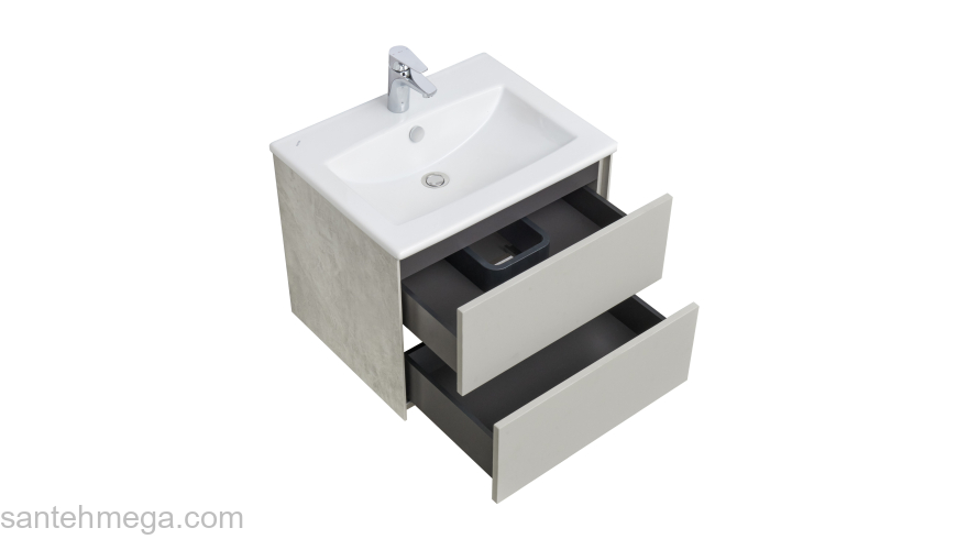 Тумба под раковину подвесная AQUATON Сохо 60 Графит Слэйт/Галька серая 1A258001AJ9A0. Фото