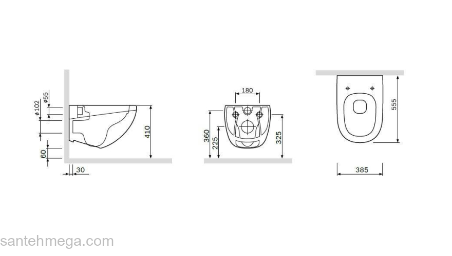 Унитаз подвесной безободковый FlashClean, без сиденья AM.PM Sensation C301700WH. Фото
