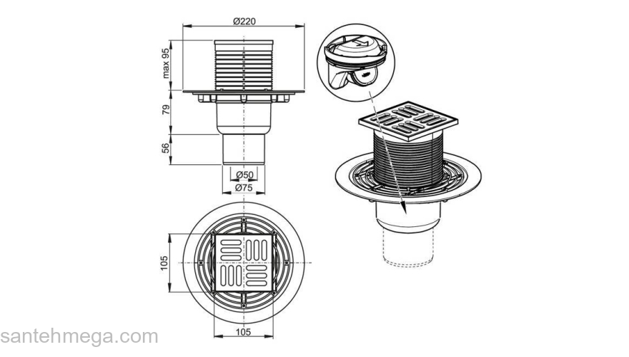 Сливной трап ALCAPLAST APV2311. Фото