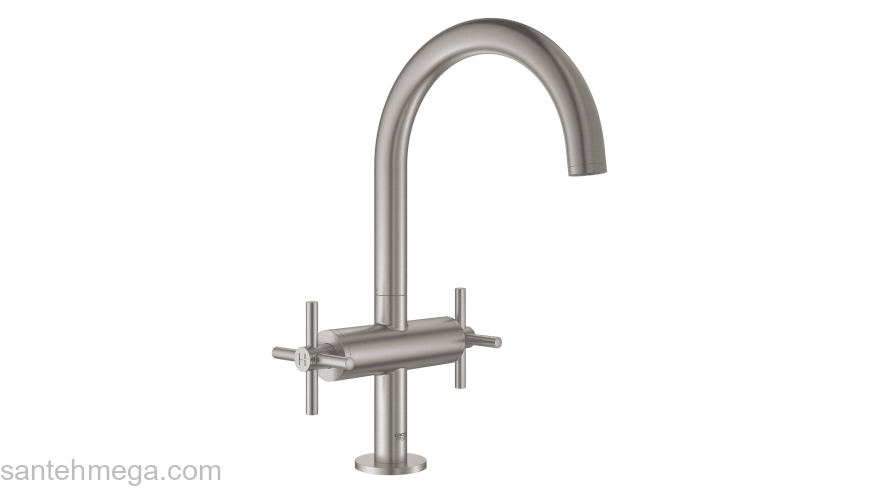 GROHE 21019DC3 Atrio New Смеситель двухвентильный для раковины на 1 отверстие, крестобразная ручка, размер L, СуперСталь. Фото